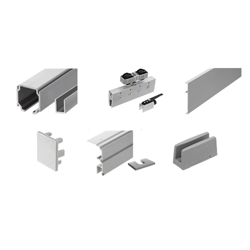 CRL CRL701C 70 Satin Anodized Series Single Sliding Door with Fixed Panel Ceiling Mount Kit