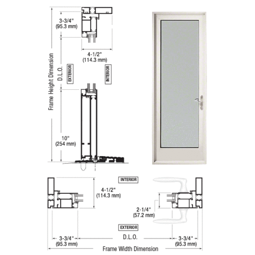 White KYNAR Paint Series 925 Single Patio Door Hinge Right Swing Out