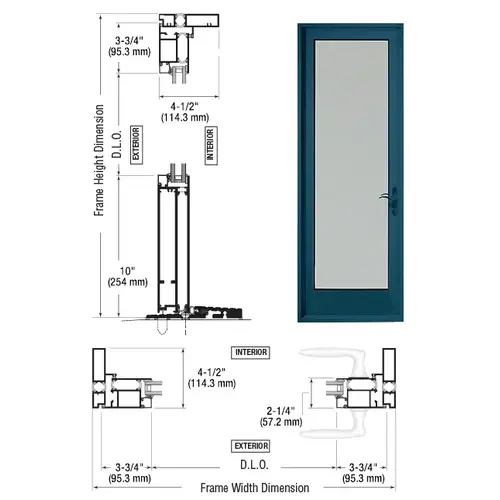 CRL-U.S. Aluminum PA91571R0 Custom KYNAR Paint Series 925 Single Patio Door Hinge Right Swing Out