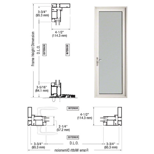 CRL-U.S. Aluminum PL91252L0 White KYNAR Paint Series 925 Patio Door Pivot Hinge Left Swing Out