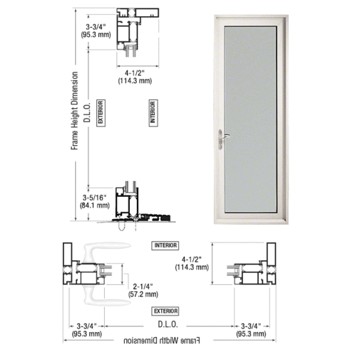 CRL-U.S. Aluminum PL91552L0 White KYNAR Paint Series 925 Patio Door Hinge Left Swing Out