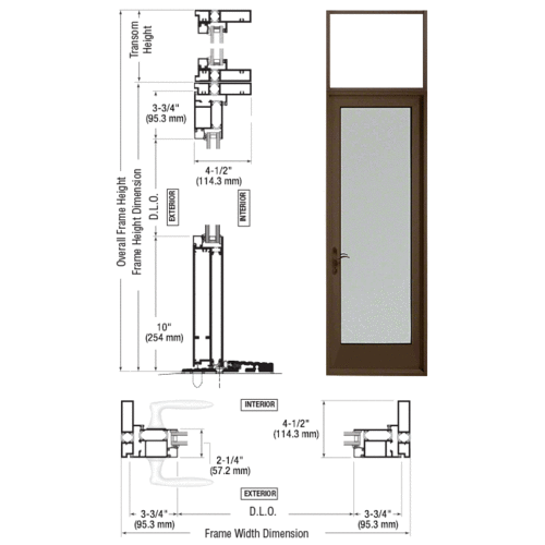 Class I Bronze Black Anodized Series 925 Transom Patio Door Hinge Left Swing Out