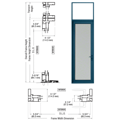 Custom KYNAR Paint Series 925 Single Transom Patio Door Hinge Left Swing Out