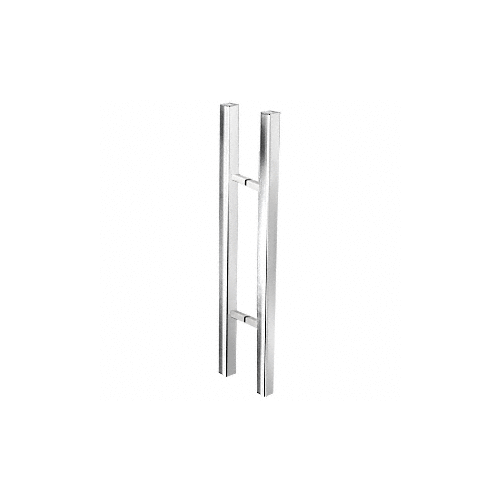 Polished Stainless Glass Mounted Square Ladder Style Pull Handle with Square Mounting Posts - 24"