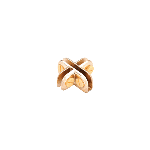Brass Four-Way 90 Degree Adjustable Shelf Connector