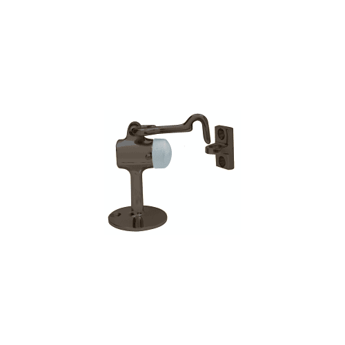 Dark Bronze Floor Mounted Heavy-Duty Door Stop with Hook and Holder