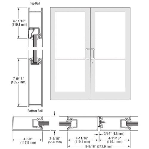 CRL-U.S. Aluminum SF42552 White KYNAR Paint IG500 Series Custom Pair ...