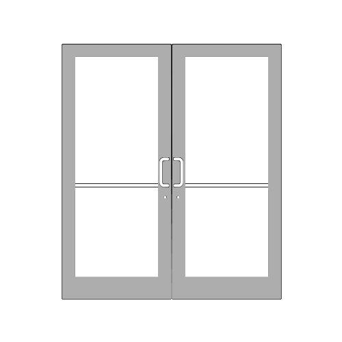 Clear Anodized 400 Series Medium Stile Pair 6'0 x 7'0 Offset Hung with Geared Hinged Complete Door Std. MS Lock & Bottom Rail