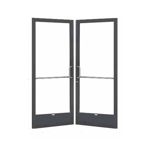 Bronze Black Anodized 250 Series Narrow Stile Pair 6'0 x 7'0 Offset Hung with Geared Hinged Complete ADA Door(s) with Lock Indicator, Cylinder Guard - for 1/4" Glazing