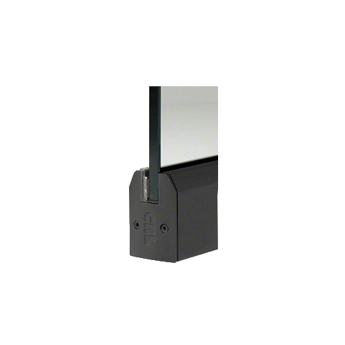 Black Powder Coated 1/2" Glass Low Profile Tapered Door Rail With Lock - 8" Patch