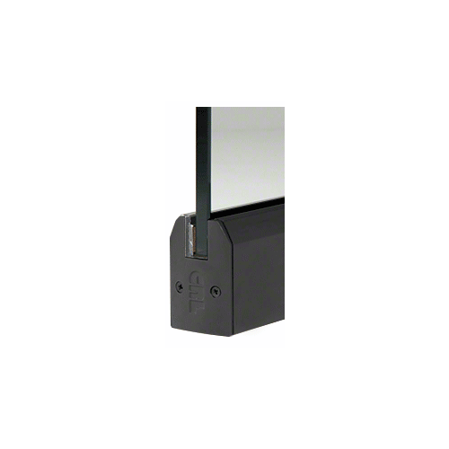 Black Powder Coated 1/2" Glass Low Profile Tapered Door Rail Without Lock - 35-3/4" Length