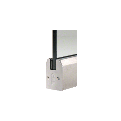 Brushed Stainless 1/2" Glass Low Profile Tapered Door Rail With Lock - 8" Patch