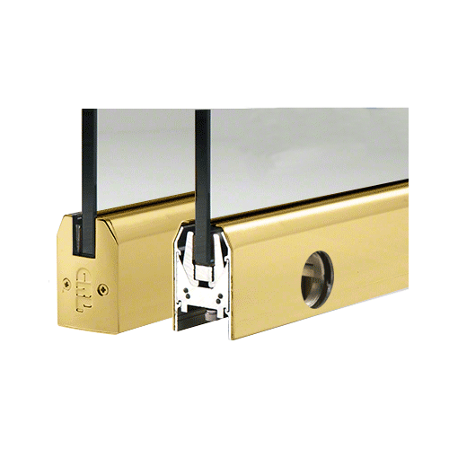 CRL DR2TPB12PL Polished Brass 1/2" Glass Low Profile Tapered Door Rail With Lock - 8" Patch