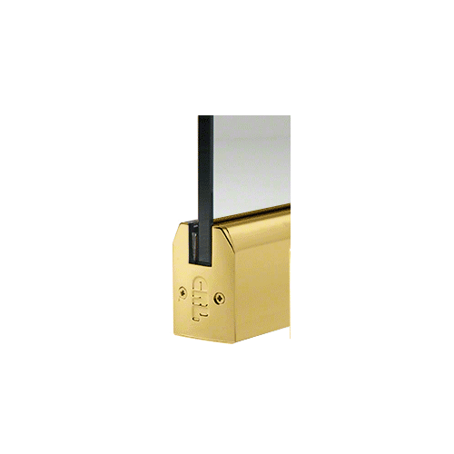 CRL DR2TPB38PL Polished Brass 3/8" Glass Low Profile Tapered Door Rail With Lock - 8" Patch