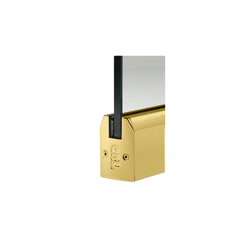 CRL DR2TPB12S Polished Brass 1/2" Glass Low Profile Tapered Door Rail Without Lock - 35-3/4" Length