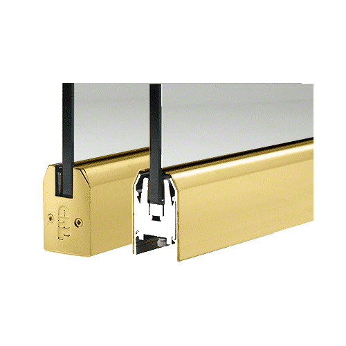 Polished Brass 1/2" Glass Low Profile Tapered Door Rail Without Lock - 8" Patch
