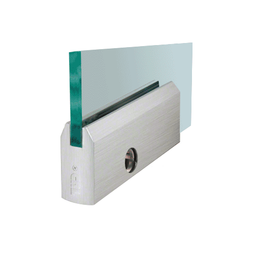 CRL DR4TBS12PL Brushed Stainless 1/2" Glass 4" Tapered Door Rail With Lock - 9-1/2" Patch