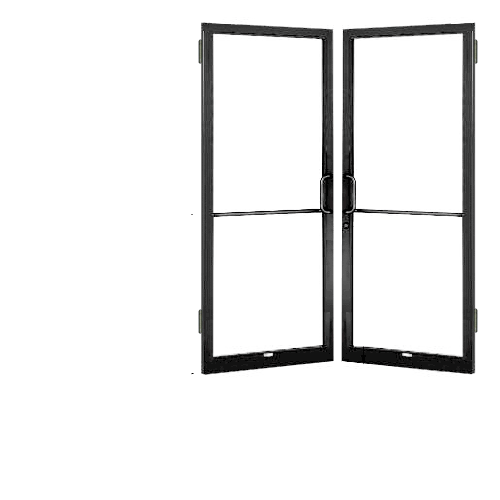 Black Anodized 250 Series Narrow Stile Pair 6'0 x 7'0 Offset Hung with Butt Hinges for Surf Mount Closer Complete Door Std. MS Lock & Bottom Rail