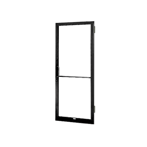 Black Anodized 250 Series Narrow Stile Active Leaf of Pair 3'0 x 7'0 Offset Hung with Butt Hinges for Surf Mount Closer Complete Door Std. MS Lock & Bottom Rail