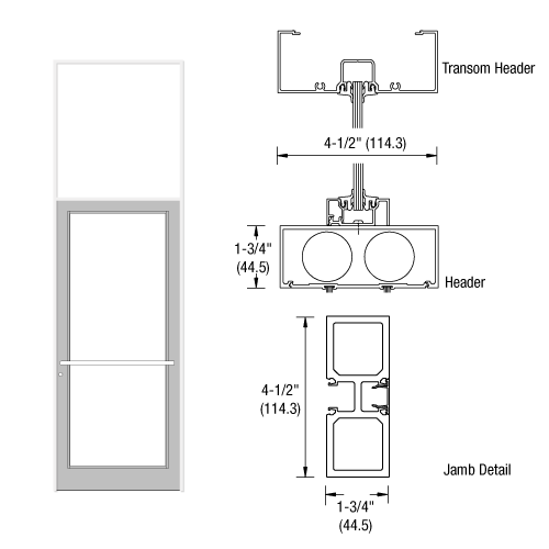 CRL-U.S. Aluminum FD31752 White KYNAR Paint 39-1/2" x 126" Series DF800 Tubular Center Hung Transom Frame Complete (1FT)