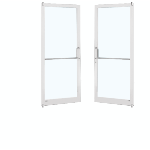 White KYNAR Paint Custom Pair Series 250 Narrow Stile Offset Pivot Entrance Doors for Surface Mount Door Closers