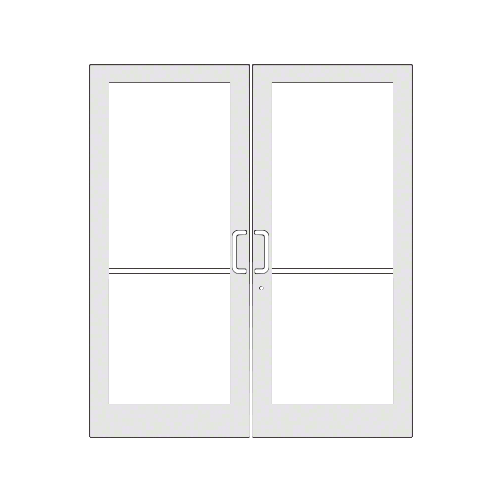 White KYNAR Paint Custom Pair Series 400 Medium Stile Geared Hinge Entrance Doors for Surface Mount Door Closers