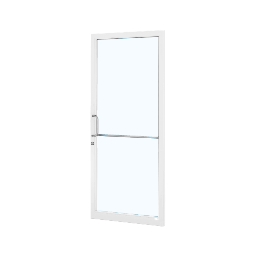 White KYNAR Paint Custom Single Series 250T Narrow Stile Geared Hinge Thermal Entrance Door for Surface Mount Door Closer