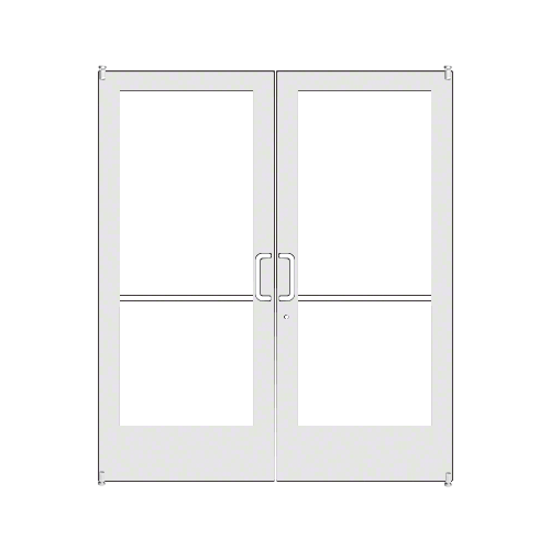 White KYNAR Paint 400 Series Medium Stile Pair 6'0 x 7'0 Offset Hung with Pivots for Surf Mount Closer Complete Door Std. Lock and 9-1/2" Bottom Rail