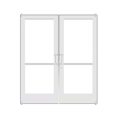 White KYNAR Paint 400 Series Medium Stile Pair 6'0 x 7'0 Offset Hung with Pivots for Surf Mount Closer Complete Door/Std. MS Lock, 7-1/2" Std. Bottom Rail
