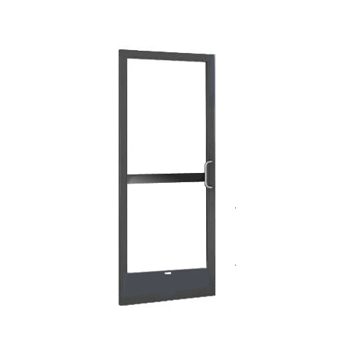 Bronze Black Anodized 250 Series Narrow Stile Inactive Leaf of Pair 3'0 x 7'0 Center Hung for OHCC with Standard Push Bars Complete Panic Door with Standard Panic and 9-1/2" Bottom Rail