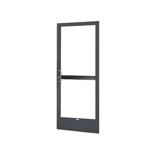 Bronze Black Anodized 250 Series Narrow Stile Active Leaf of Pair 3'0 x 7'0 Center Hung for OHCC with Standard Push Bars Complete Panic Door with Standard Panic and 9-1/2" Bottom Rail