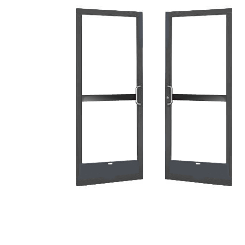 Bronze Black Anodized 250 Series Narrow Stile Pair 6'0 x 7'0 Center Hung for OHCC w/Standard Push Bars Complete Panic Door with Standard Panic and 9-1/2" Bottom Rail