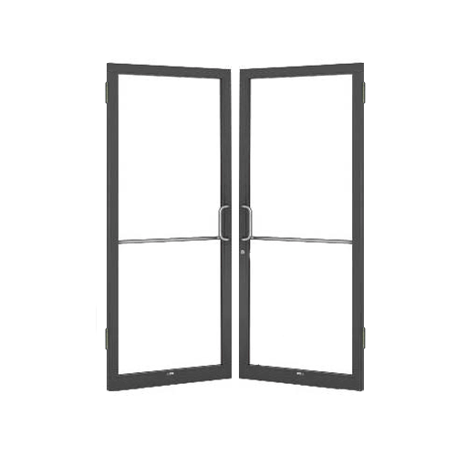 Bronze Black Anodized 250 Series Narrow Stile Pair 6'0 x 7'0 Offset Hung with Butt Hinges for Surf Mount Closer Complete Door Std. MS Lock & Bottom Rail