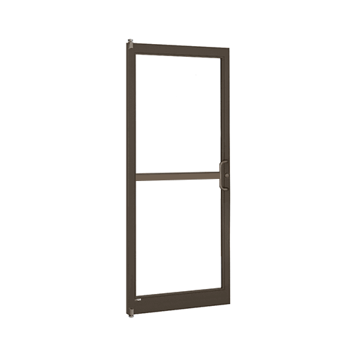 Bronze Black Anodized 250 Series Narrow Stile (LHR) HLSO Single 3'0 x 7'0 Offset Hung with Pivots for Surf Mount Closer Complete Panic Door with Std. Panic and Bottom Rail