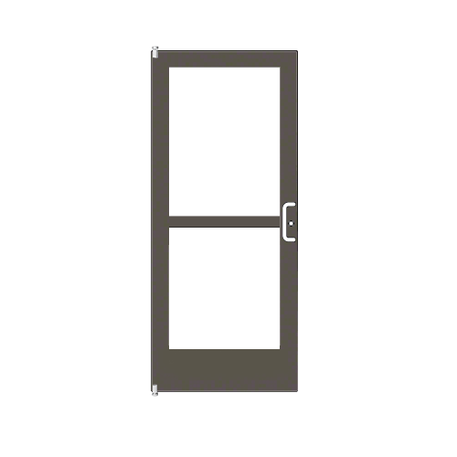 Bronze Black Anodized 400 Series Medium Stile (LHR) HLSO Single 3'0 x 7'0 Offset Hung with Pivots for Surf Mount Closer Complete Panic Door with Std. Panic and 9-1/2" Bottom Rail