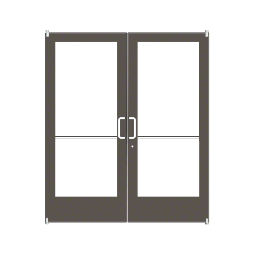 Bronze Anodized 400 Series Medium Stile Pair 6'0 x 7'0 Offset Hung with Pivots for Surf Mount Closer Complete Door Std. Lock and 9-1/2" Bottom Rail