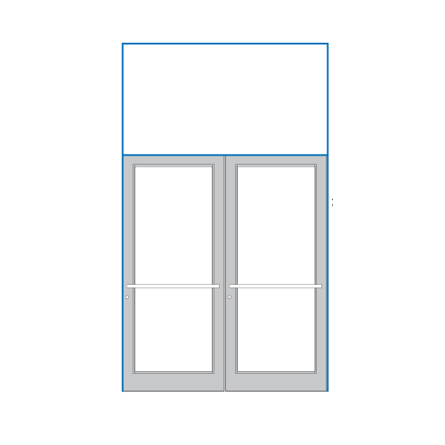 Clear Anodized 76" x 126" Series DF800 Tubular Center Hung Transom Frame Complete (2FT)