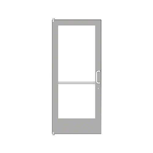 Clear Anodized 400 Series Medium Stile (LHR) HLSO Single 3'0 x 7'0 Offset Hung with Pivots for Surf Mount Closer Complete Door Std. Lock and 9-1/2" Bottom Rail