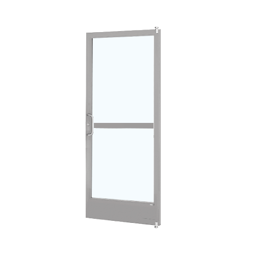 Clear Anodized 250 Series Narrow Stile Active Leaf of Pair 3'0 x 7'0 Offset Hung with Pivots for Surface Mount Closer Complete Panic Door with Standard Panic and 9-1/2" Bottom Rail - Bronze Anodized