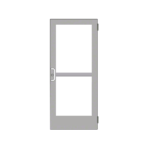 Clear Anodized Single 36" x 84" Series 400 Medium Stile Left Side Latch Butt Hinged Entrance Door With Panic for 105 Degree Overhead Concealed Door Closer