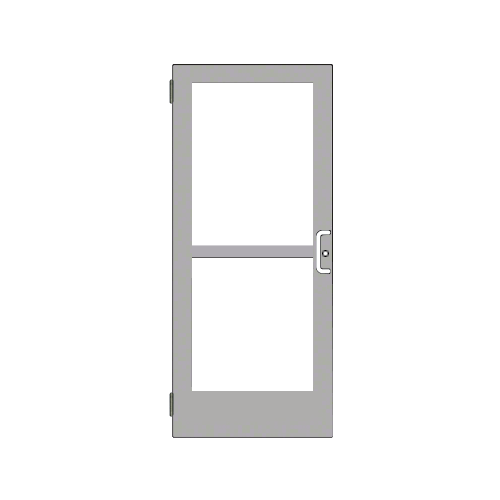 Clear Anodized Single 36" x 84" Series 400 Medium Stile Right Side Latch Butt Hinged Entrance Door With Panic for 105 Degree Overhead Concealed Door Closer