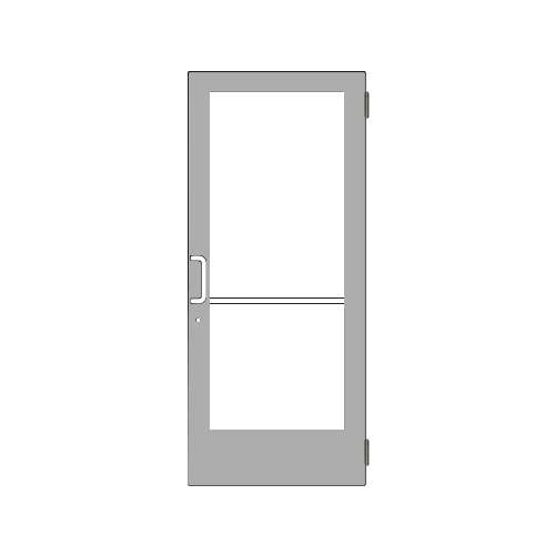 Clear Anodized Single Active Leaf of Pair 36" x 84" Series 400 Medium Stile Left Side Latch Butt Hinged Entrance Door for 105 degree Overhead Concealed Door Closer