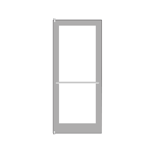Clear Anodized 400 Series Medium Stile Inactive Leaf of Pair 3'0 x 7'0 Center Hung for OHCC w/Standard Push Bars Complete Door Std. MS Lock & Bottom Rail