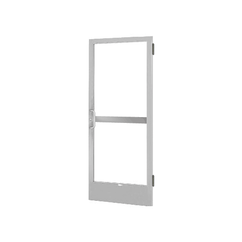 Clear Anodized 250 Series Narrow Stile Active Leaf of Pair 3'0 x 7'0 Offset Hung with Butt Hinges for Surface Mount Closer Complete Panic Door with Standard Panic and 9-1/2" Bottom Rail