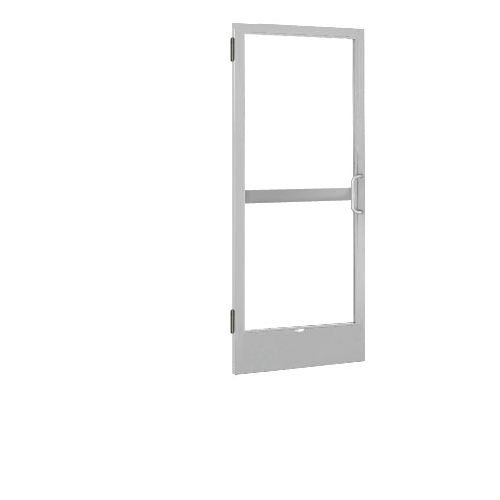 Clear Anodized 250 Series Narrow Stile Inactive Leaf of Pair 3'0 x 7'0 Offset Hung with Butt Hinges for Surface Mount Closer Complete Panic Door with Standard Panic and 9-1/2" Bottom Rail