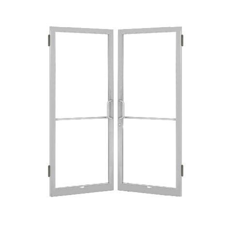 Clear Anodized 250 Series Narrow Stile Pair 6'0 x 7'0 Offset Hung with Butt Hinges for Surf Mount Closer Complete Door Std. MS Lock & Bottom Rail