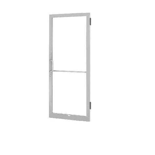 Clear Anodized 250 Series Narrow Stile Active Leaf of Pair 3'0 x 7'0 Offset Hung with Butt Hinges for Surf Mount Closer Complete Door Std. MS Lock & Bottom Rail