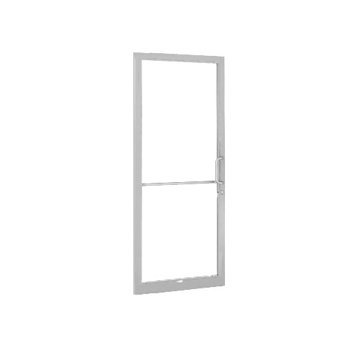 Clear Anodized 250 Series Narrow Stile (LHR) HLSO Single 3'0 x 7'0 Offset Hung with Geared Hinged Complete Door Standard MS Lock and Bottom Rail - for 1/4" Glass