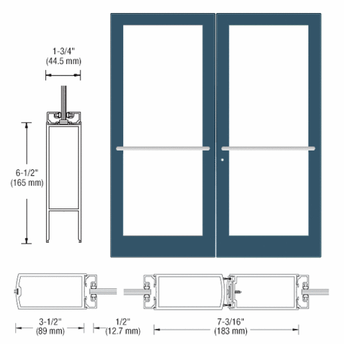 CRL-U.S. Aluminum DC42771 Custom KYNAR Paint Custom Pair Series 400 Medium Stile Center Pivot Entrance Doors for Overhead Concealed Door Closers