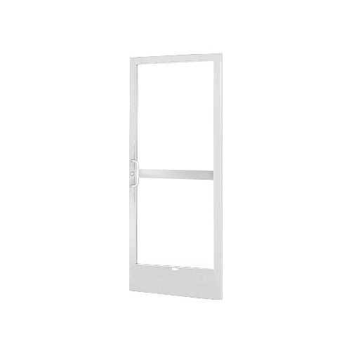 White KYNAR Paint 250 Series Narrow Stile Active Leaf of Pair 3'0 x 7'0 Center Hung for OHCC with Standard Push Bars Complete Panic Door with Standard Panic and 9-1/2" Bottom Rail